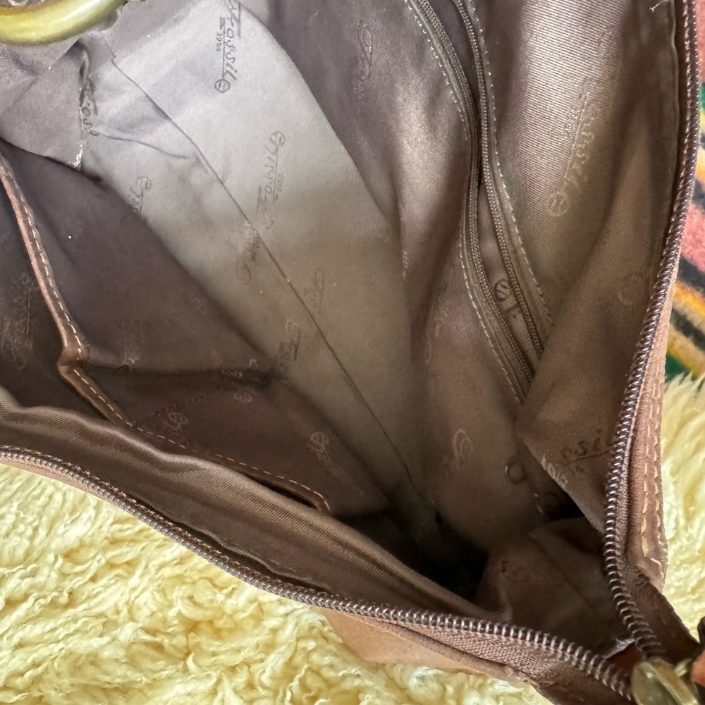 Vintage Fossil full grain shoulder bag braided strap brown leather and brass - Picture 8 of 8